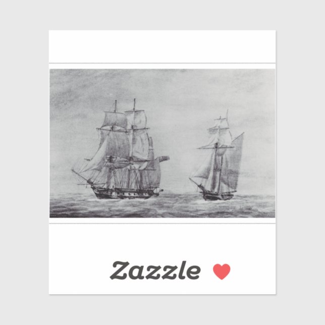 Pegatina Oceanic Trek Graphic Ships Fine Art (Hoja)