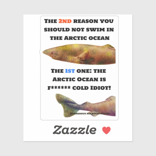 Pegatina Océano Ártico peligroso - Tiburón de Groenlandia (Hoja)