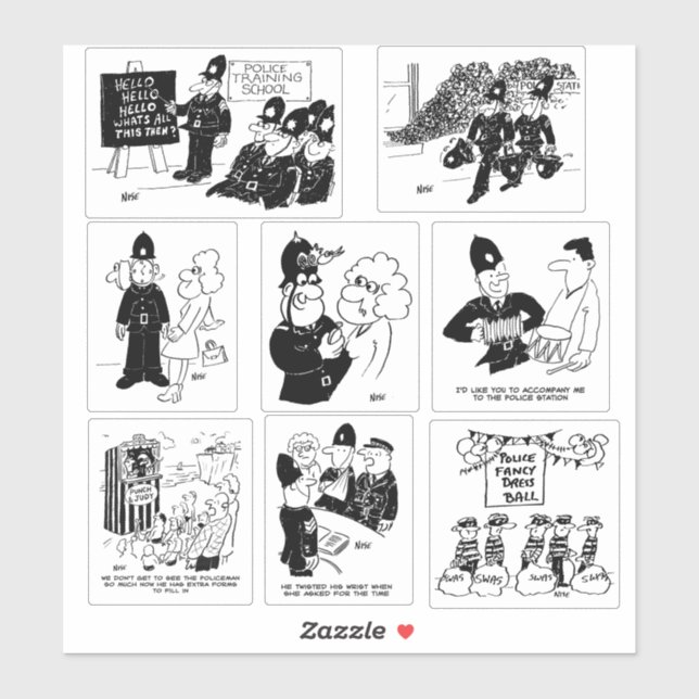 Pegatina Ocho divertidos Personalizados de policía del Rein (Hoja)