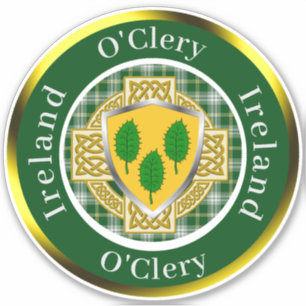 Pegatina O'Clery Irish Shield/Celtic Cross Personalizado