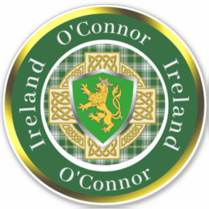 Pegatina O'Connor Irish Shield/Celtic Cross Personalizado