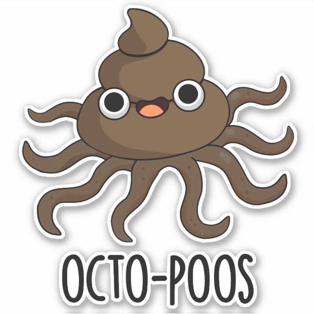 Pegatina Octo-poos Funny Octopus Pun (Anverso)