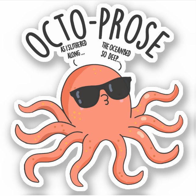 Pegatina Octo-prosa Graciosa Octopus Pun (Anverso)