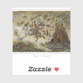 Pegatina October Fun Whimsical Autumn Forest Animals