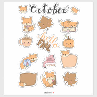 Pegatina October Sticker Sheet - Forest Foxes & Fall Magic