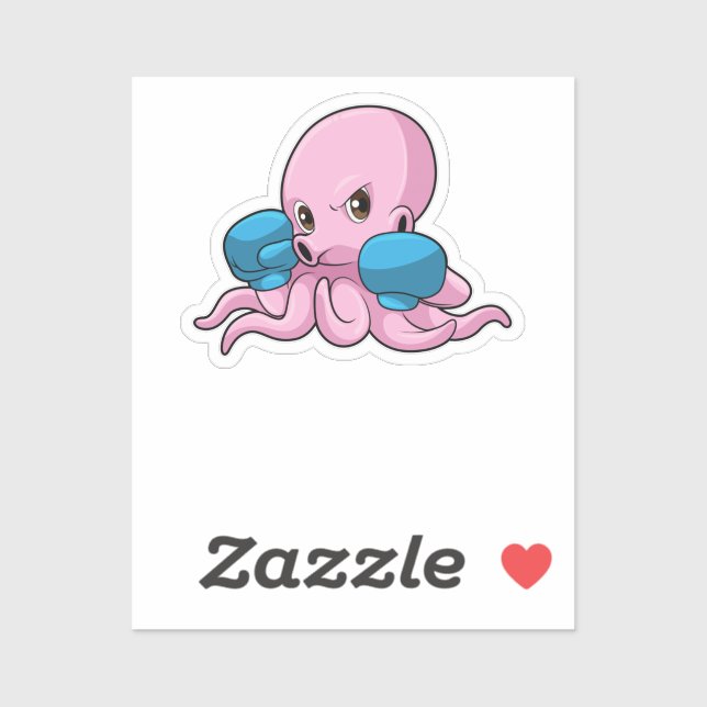Pegatina Octopus como boxeador con guantes de boxeo (Hoja)