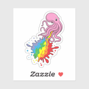 Pegatina Octopus con arcoiris