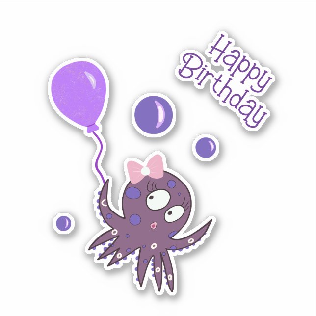 Pegatina Octopus con globos (Anverso)