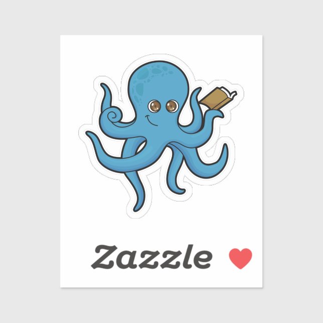Pegatina Octopus con libro (Hoja)