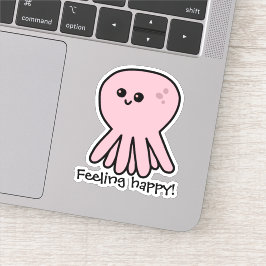 Pegatina Octopus sintiendo un humor rosado feliz
