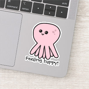 Pegatina Octopus sintiendo un humor rosado feliz
