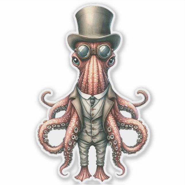 Pegatina Octopus steampunk (Anverso)