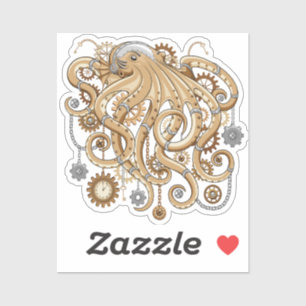 Pegatina Octopus Steampunk Surreal Retro Style Machine
