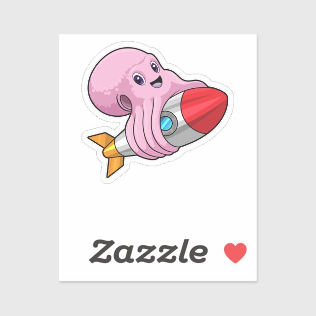 Pegatina Octopus with Rocket (Hoja)