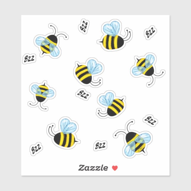 Pegatina Ocupados Buzzing Bumblebees Honeybee Decal Pegatin (Hoja)