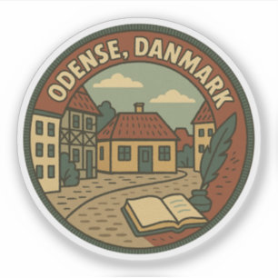 Pegatina Odense Dinamarca Literario