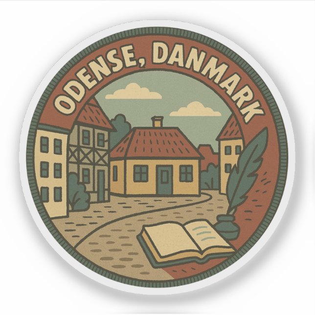 Pegatina Odense Dinamarca Literario (Anverso)