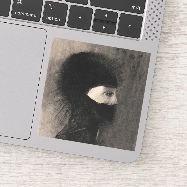 Pegatina Odilon Redon Armor. Mujer oscura frente al arte si (Detalle)