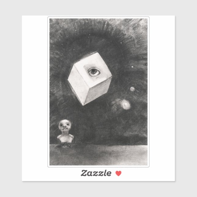 Pegatina Odilon Redon, El cubo, 1880  (Hoja)