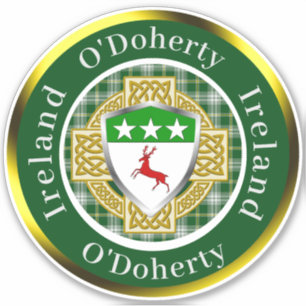 Pegatina O'Doherty Irish Shield/Celtic Cross Personalizado
