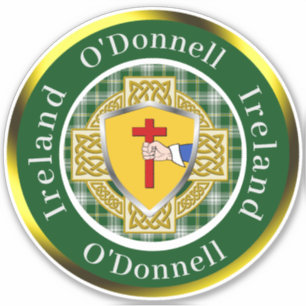 Pegatina O'Donnell Irish Shield/Celtic Cross Personalizado