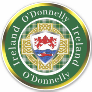 Pegatina O'Donnelly Irish Shield/Celtic Cross Personalizado