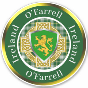 Pegatina O'Farrell Irish Shield/Celtic Cross Personalizado