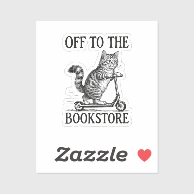 Pegatina Off to The Bookstore Reading Bookworm (Hoja)