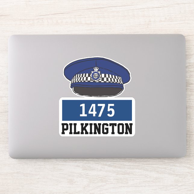 Pegatina Oficial de policía británico de sexo masculino con (Ordenador)