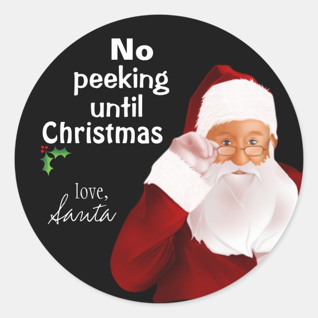 Pegatina oficial de Santa Claus "No Peeking" (Anverso)