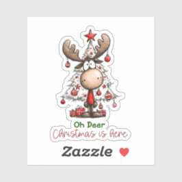 Pegatina Oh Deer Christmas Is Here Cute Reindeer Christmas