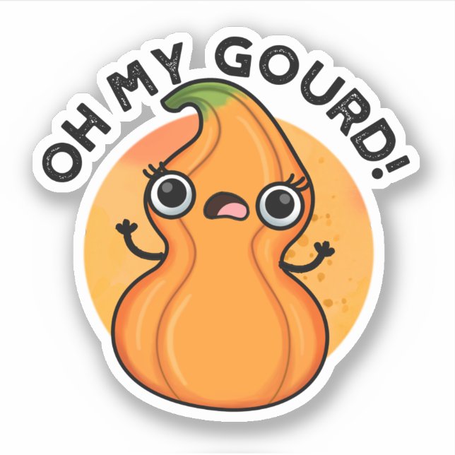 Pegatina Oh My Gourd Funny Veggie Pun (Anverso)