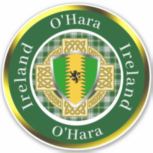 Pegatina O'Hara Irish Shield/Celtic Cross Personalizado