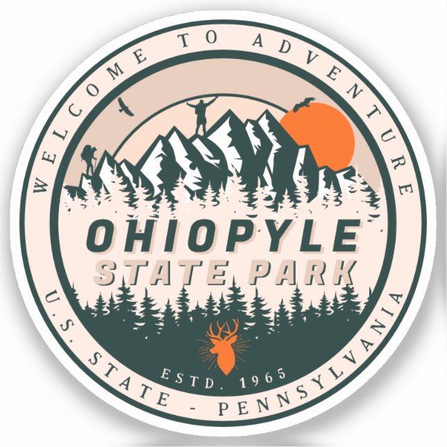Pegatina Ohiopyle State Park Pennsylvania Hike Souvenirs (Anverso)