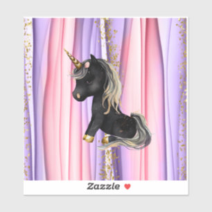 Pegatina Oídos rosas de Unicornio Negra