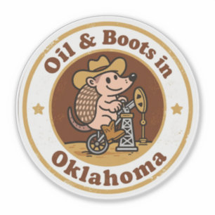 Pegatina Oil & Boots_ Arte Antiguo de Oklahoma