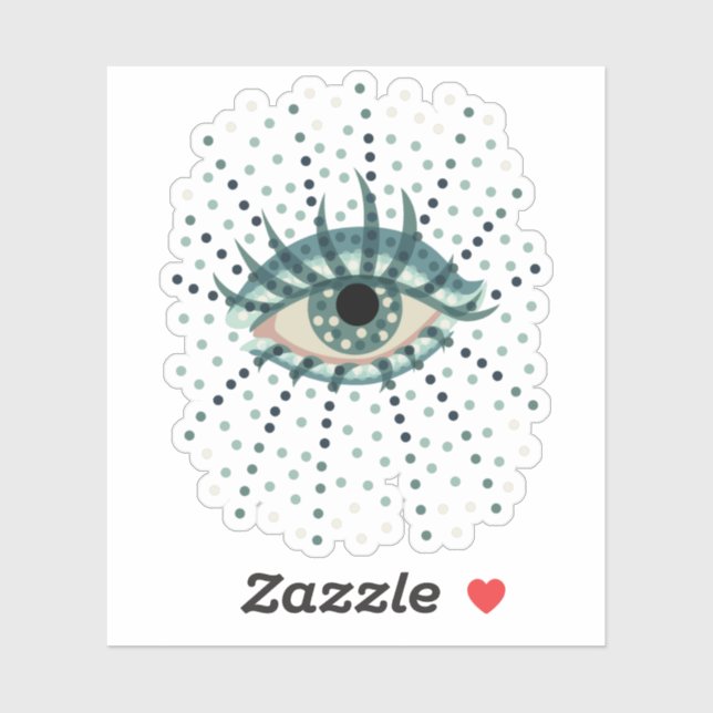 Pegatina Ojo Azul Extraño Con Puntos Resumen De Arte Psicod (Hoja)
