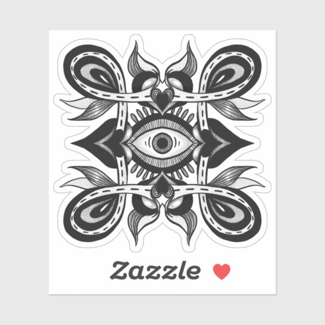 Pegatina Ojo Ornamental - Extraño Estilo Tatuaje Botánico (Hoja)