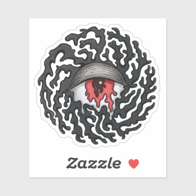 Pegatina Ojo Trippy con Tentacles - Arte Surrealista Trippy (Hoja)