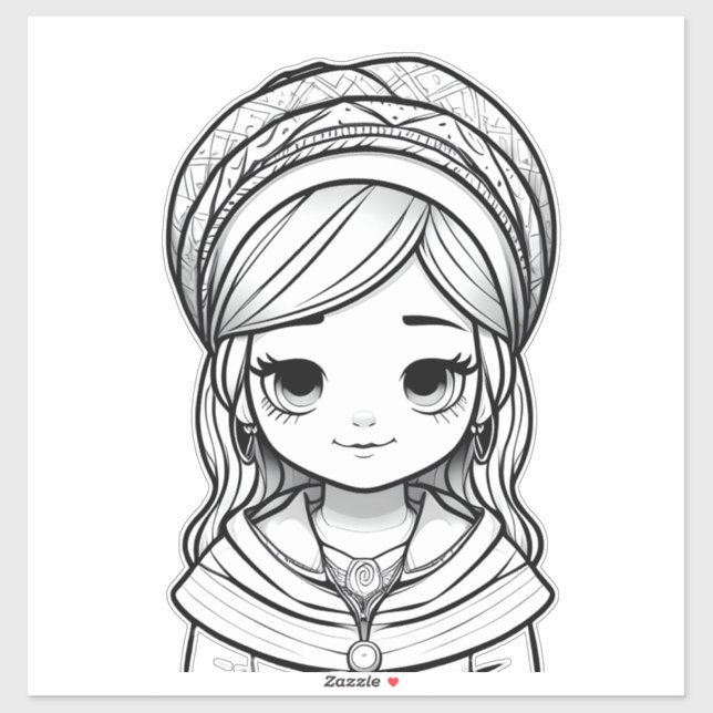 Pegatina Ojos inocentes: Retrato de patrimonio cultural (Hoja)