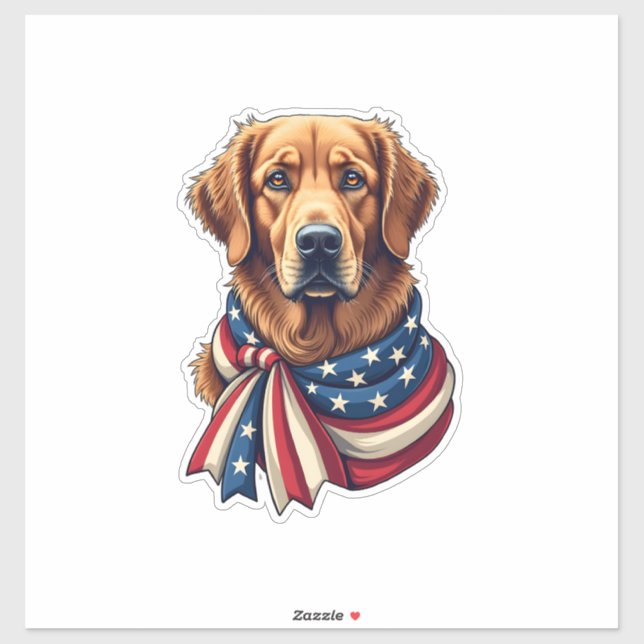 Pegatina Old Glory Golden Retriever Vintage Shirt 2 (Hoja)