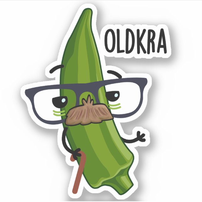 Pegatina Old-kra Funny Okra Pun (Anverso)