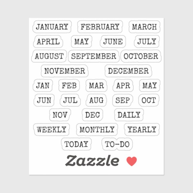 Pegatina Old Script Monthly  Index Tabs Tab Binder Divider (Hoja)