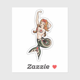 Pegatina Oldschool Mermaid Tattoo