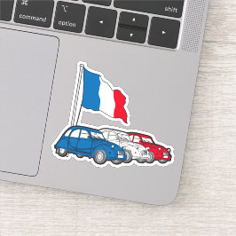 Pegatina Oldtimer 2CV Trio Frankreich Flagge