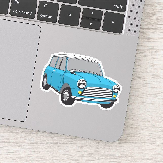 Pegatina Oldtimer Blauer British Mini Cooper (Detalle)
