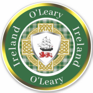 Pegatina O'Leary Irish Shield/Celtic Cross Personalizado