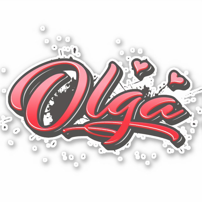 Pegatina Olga red Heart Graffiti Aufkleber Sticker (Anverso)