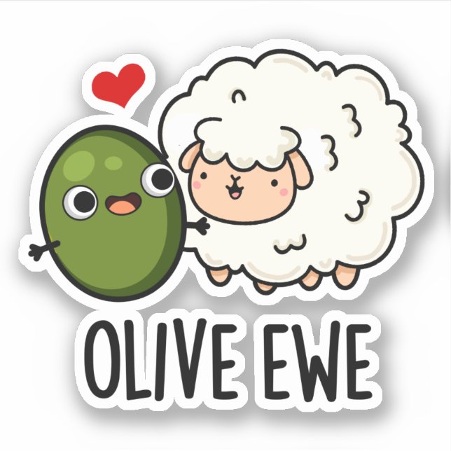 Pegatina Olive Ewe Funny Love Pun (Anverso)