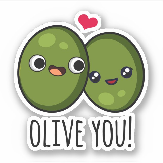 Pegatina Olive You Funny Love Pun (Anverso)